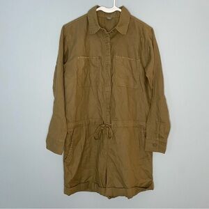 Aerie Romper Shorts Women's XS Green Short Sleeve Romper with Pockets Buttons